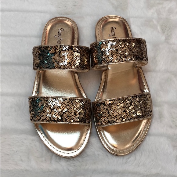 Black & Gold Sequins Sandals - Picture 3 of 3